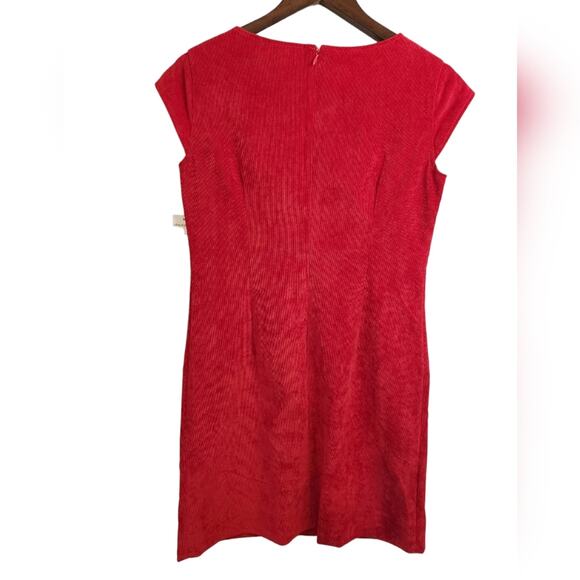 Nwt Sharagano Red Corduroy Cap Sleeve Sheath Dress 4 - Picture 2 of 7
